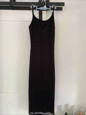 KIABI Black Sleeveless Maxi LACE Knit Dress SPAGHETTI STRAP